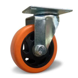 Поворотное колесо оранжевая резина 100 мм