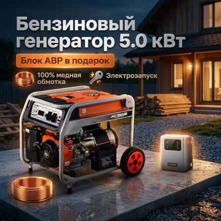 Генератор бензиновый 5.0 кВт KM6500H с блоком АВР